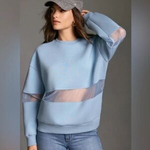 ANTHROPOLOGY MESH PANELED BLUE SWEATSHIRT SZ L